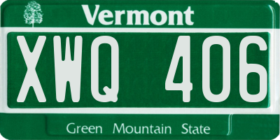 VT license plate XWQ406