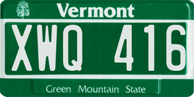 VT license plate XWQ416