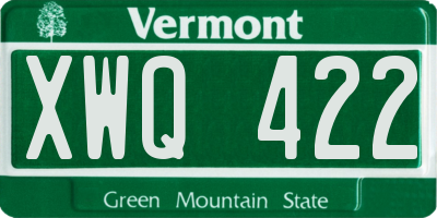 VT license plate XWQ422