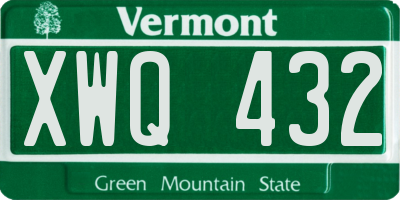 VT license plate XWQ432