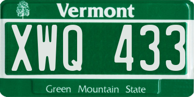 VT license plate XWQ433