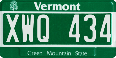VT license plate XWQ434