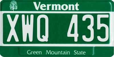 VT license plate XWQ435