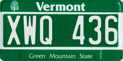 VT license plate XWQ436