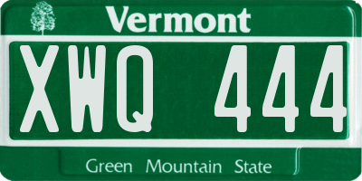 VT license plate XWQ444