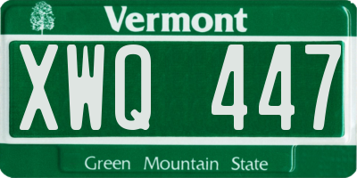 VT license plate XWQ447