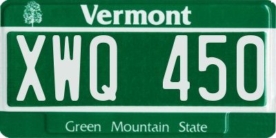 VT license plate XWQ450