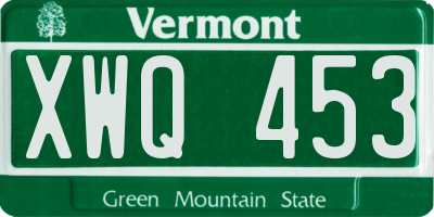 VT license plate XWQ453