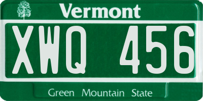 VT license plate XWQ456