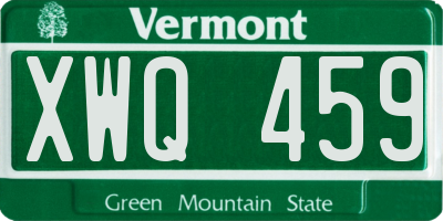 VT license plate XWQ459