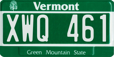 VT license plate XWQ461