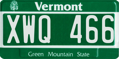 VT license plate XWQ466