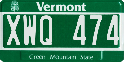 VT license plate XWQ474