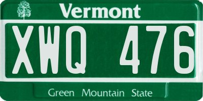 VT license plate XWQ476