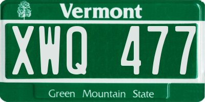 VT license plate XWQ477