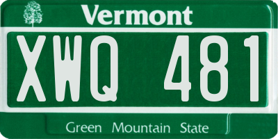 VT license plate XWQ481