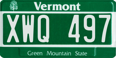 VT license plate XWQ497