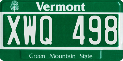 VT license plate XWQ498
