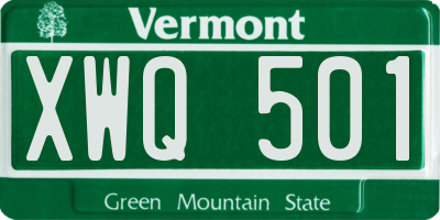 VT license plate XWQ501