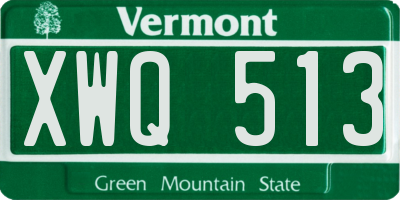 VT license plate XWQ513