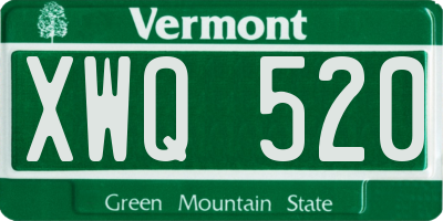 VT license plate XWQ520