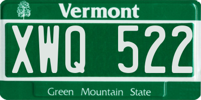 VT license plate XWQ522