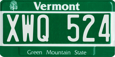 VT license plate XWQ524