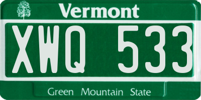 VT license plate XWQ533