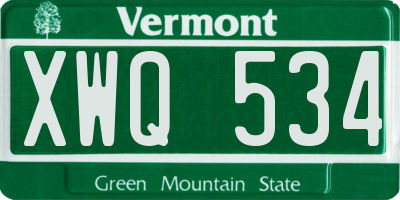 VT license plate XWQ534