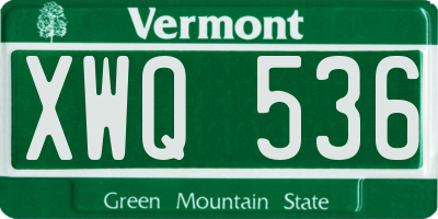 VT license plate XWQ536