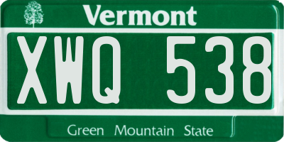 VT license plate XWQ538