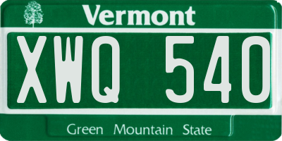 VT license plate XWQ540