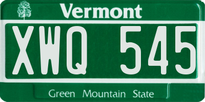 VT license plate XWQ545