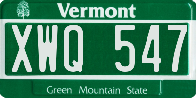 VT license plate XWQ547