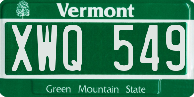 VT license plate XWQ549