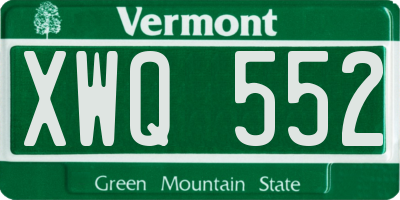VT license plate XWQ552