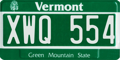 VT license plate XWQ554