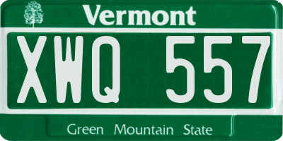 VT license plate XWQ557