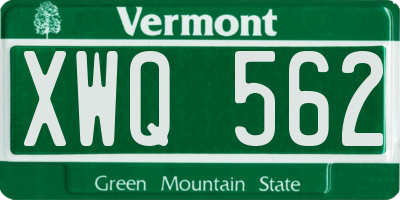 VT license plate XWQ562