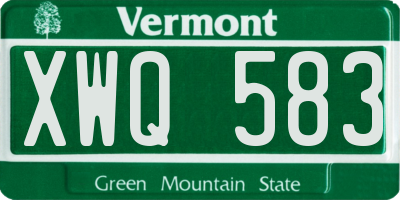 VT license plate XWQ583