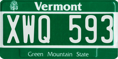 VT license plate XWQ593
