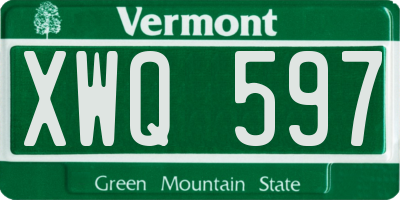 VT license plate XWQ597