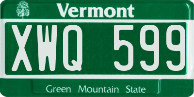 VT license plate XWQ599