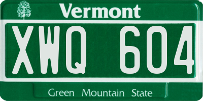 VT license plate XWQ604