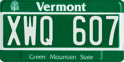 VT license plate XWQ607