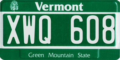 VT license plate XWQ608