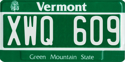 VT license plate XWQ609