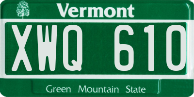 VT license plate XWQ610