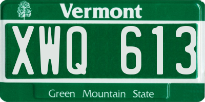 VT license plate XWQ613