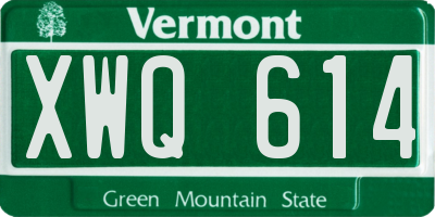 VT license plate XWQ614